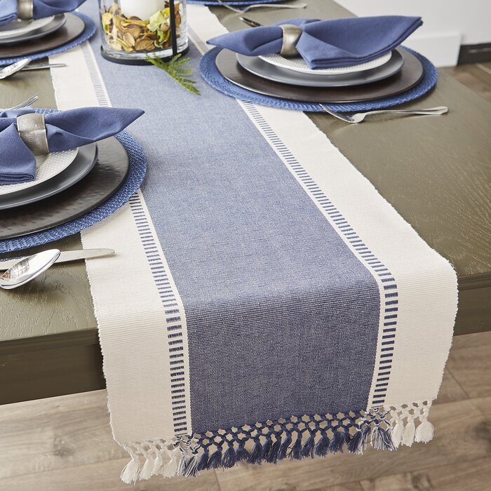 Gracie Oaks Kizer Rectangle Striped Cotton Table Runner Reviews Wayfair